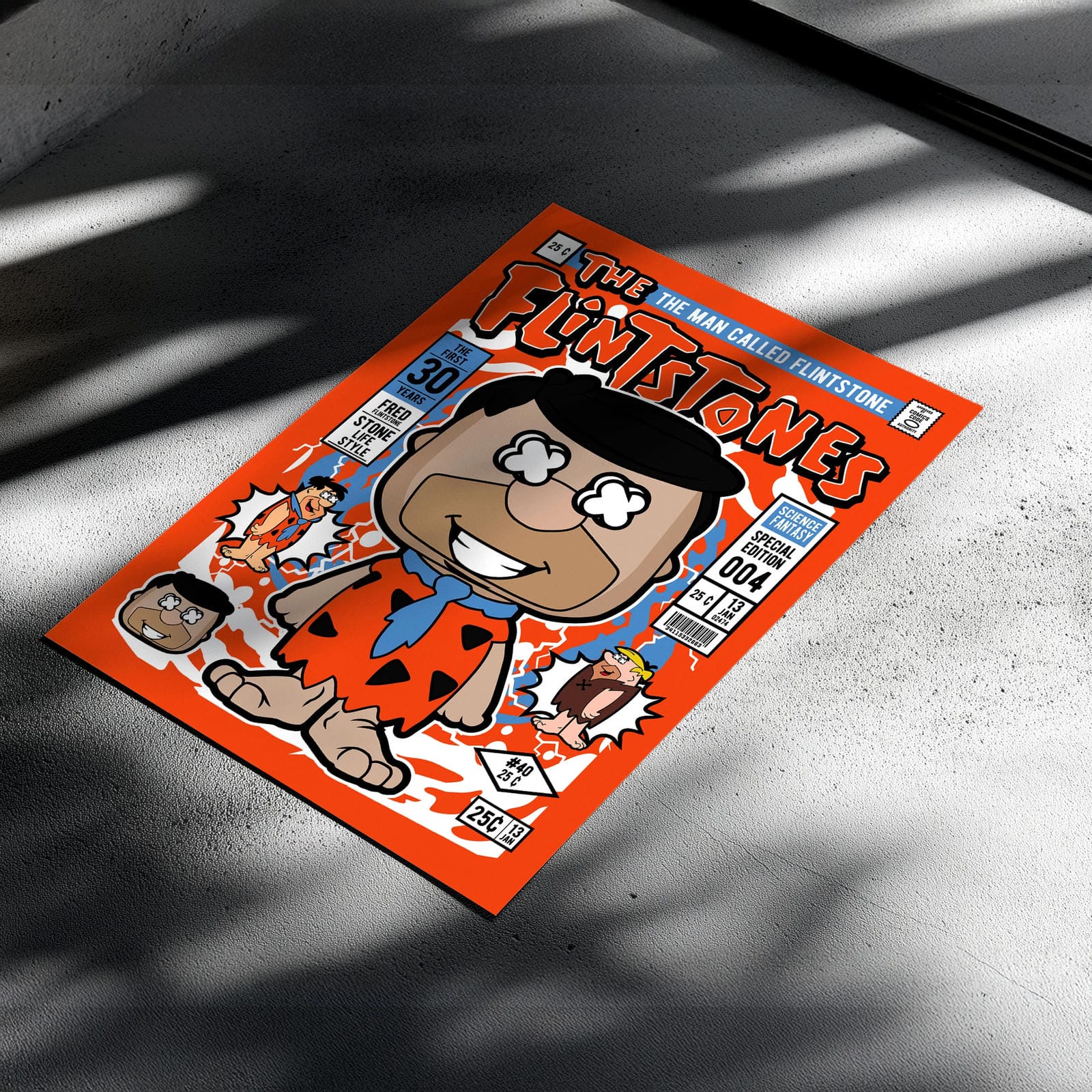 Fred Flinstones Art Wall Decor – Retro Cartoon Comic Poster