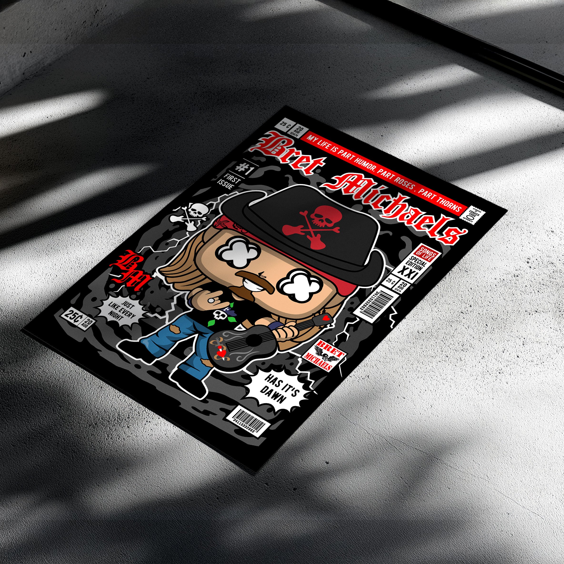 Bret Michaels Pop Art Wall Decor – Retro Cartoon Comic Poster