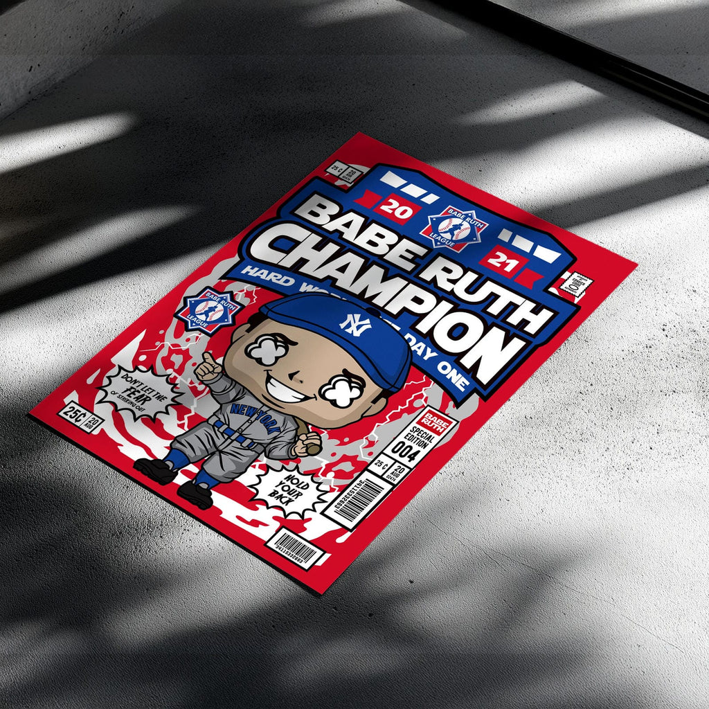 Babe Ruth Pop Art Wall Decor – Retro Cartoon Comic Poster