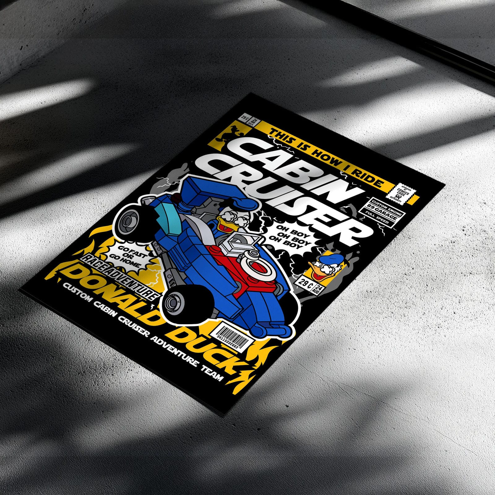 Donald Cabin Cruiser Art Wall Decor – Retro Cartoon Comic Poster