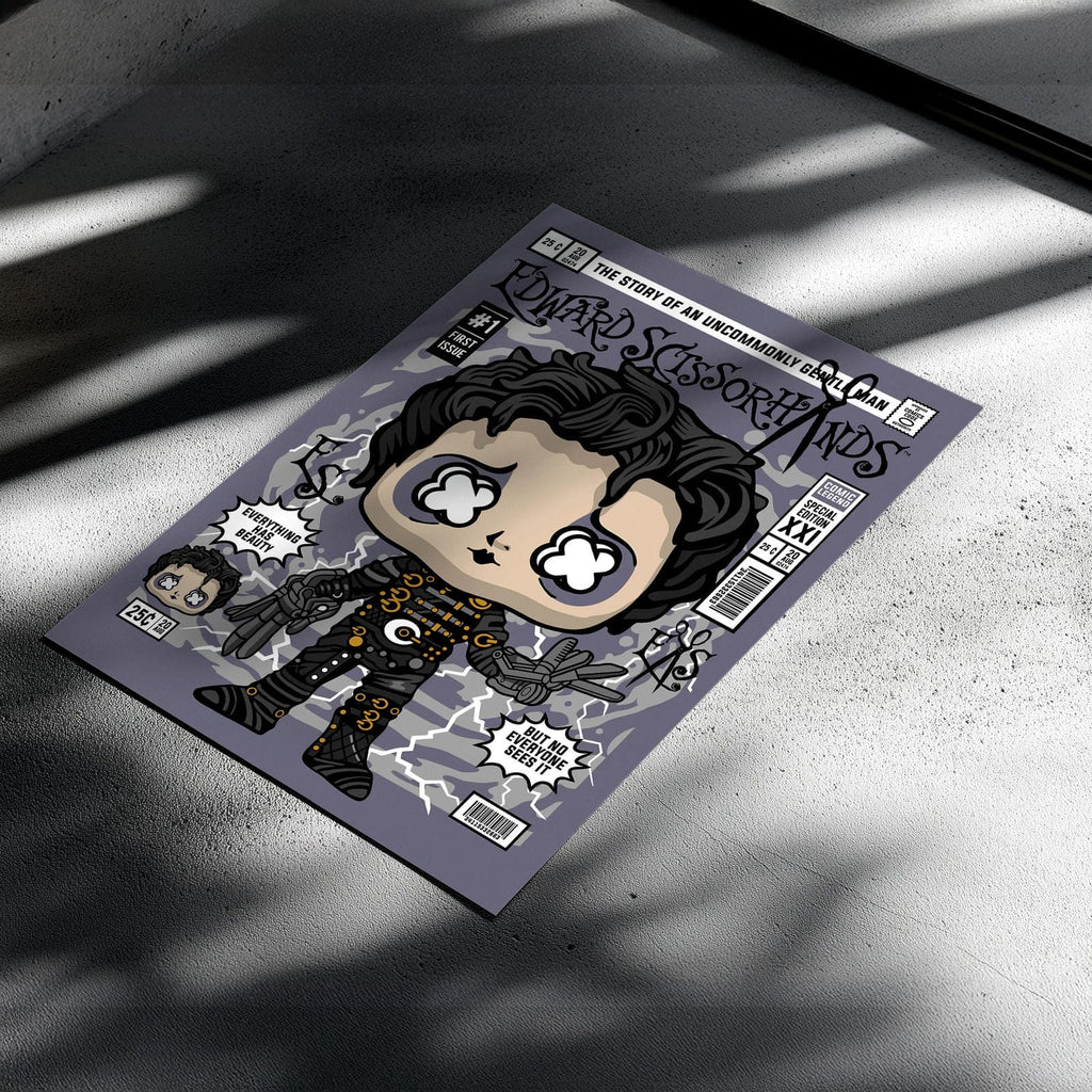 Edward Scrissorhands Art Wall Decor – Retro Cartoon Comic Poster