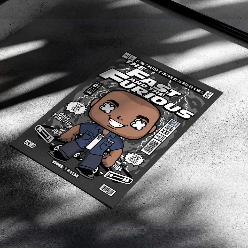 Dom Toretto Fast & Furious Art Wall Decor – Retro Cartoon Comic Poster