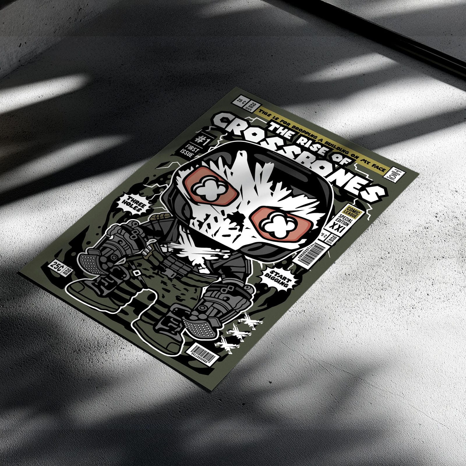 Crossbones Art Wall Decor – Retro Cartoon Comic Poster