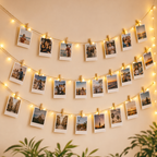 20 Photos Polaroid Hanging Wall Decor with Fairy Lights & Wooden Clips