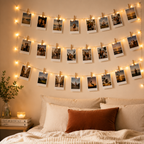 20 Photos Polaroid Hanging Wall Decor with Fairy Lights & Wooden Clips