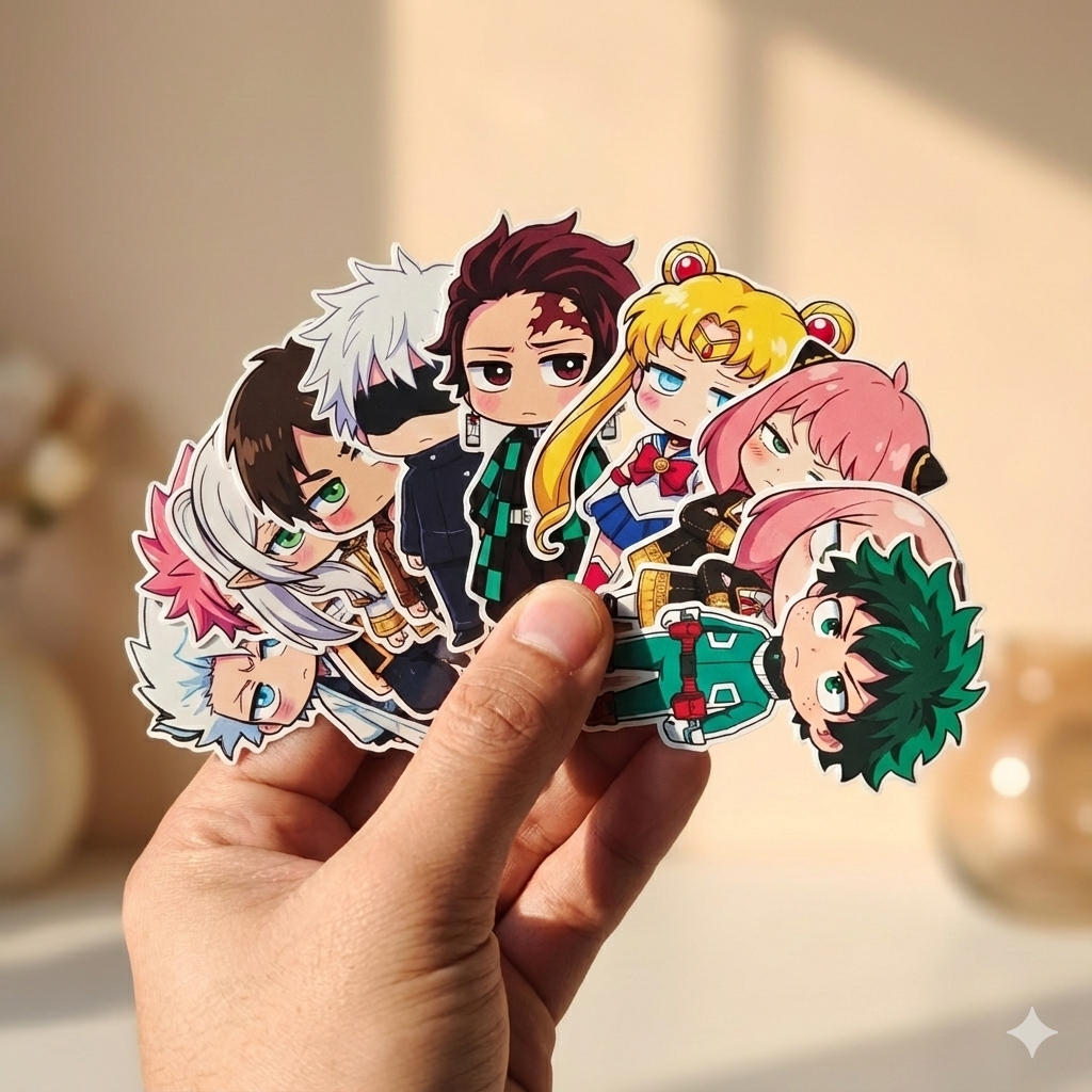 Anime Sticker Bundle – 19 Chibi Characters, 3” Die-Cut Vinyl