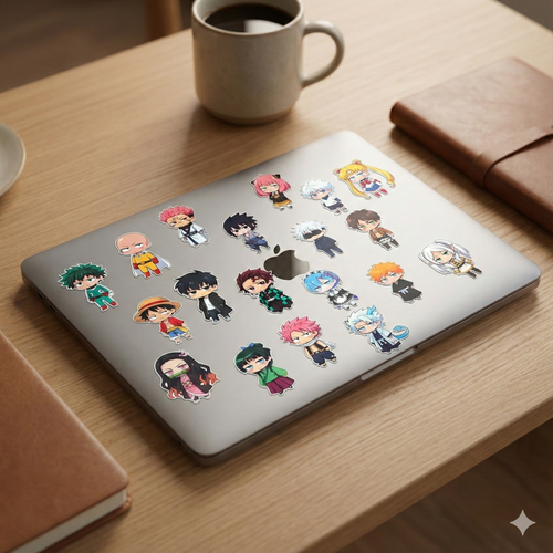 Anime Sticker Bundle – 19 Chibi Characters, 3” Die-Cut Vinyl