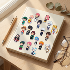 Anime Sticker Bundle – 19 Chibi Characters, 3” Die-Cut Vinyl